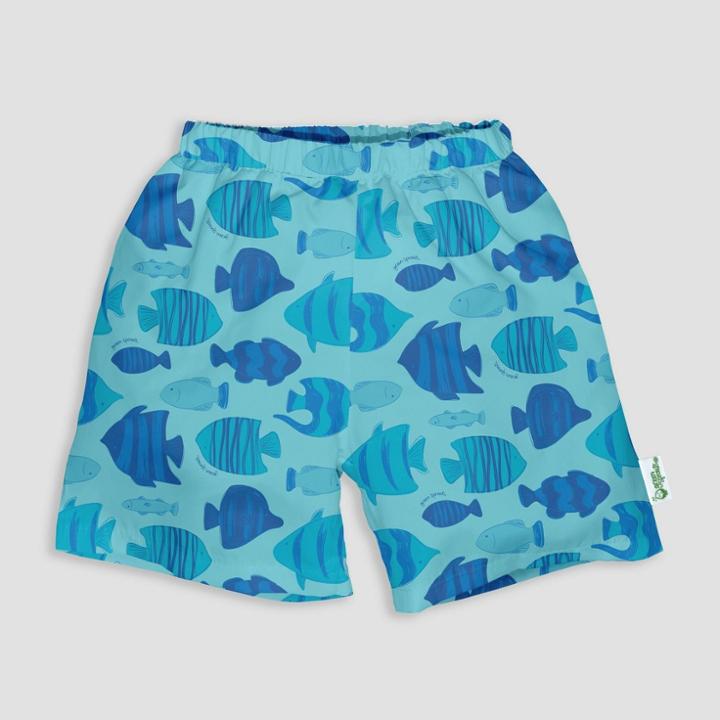Green Sprouts Toddler Boys' Turtle Print Swim Trunks - Aqua Blue