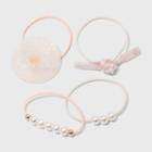 Pearl Bow And Disc Charm Pony Holders Set 4pc - A New Day Ivory