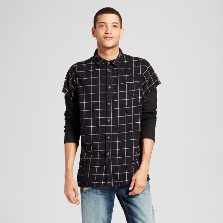 Men's Long Sleeve Bleached Button-down Shirt - Jackson Black