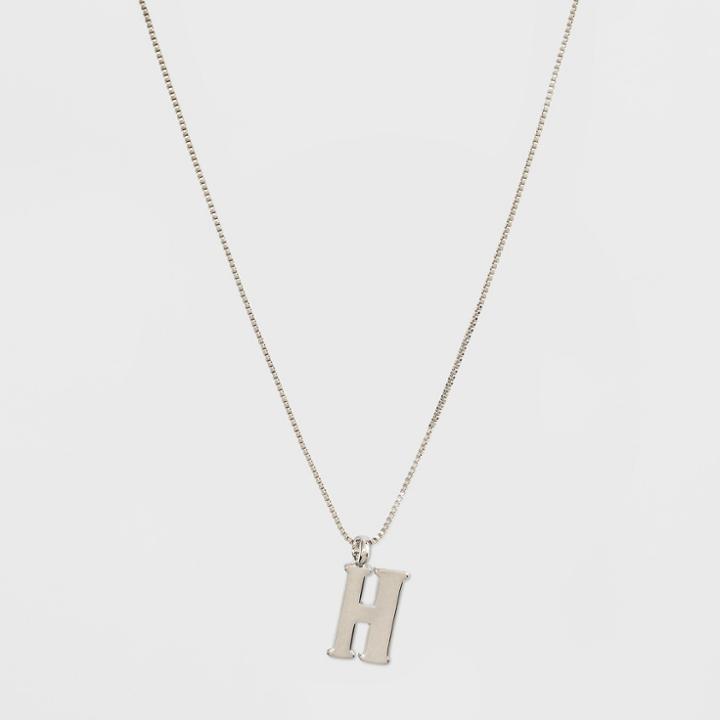 Silver Plated Initial H Pendant Necklace - A New Day Silver,