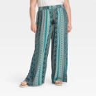 Women's Plus Size Printed Pull-on Pants - Knox Rose Blue