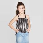 Girls' Crochet Back Tank Top - Art Class Black
