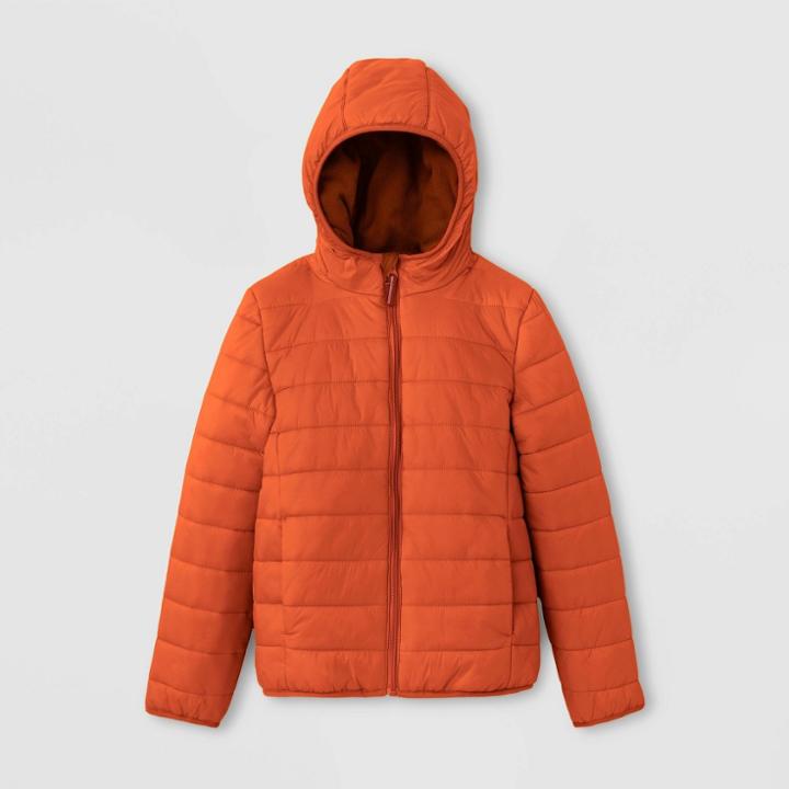 Kids' Lightweight Puffer Jacket - Cat & Jack Orange S, Kids Unisex,
