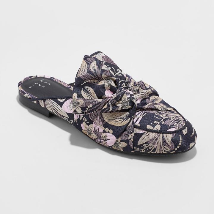 Women's Holland Jacquard Knotted Mules - A New Day Purple