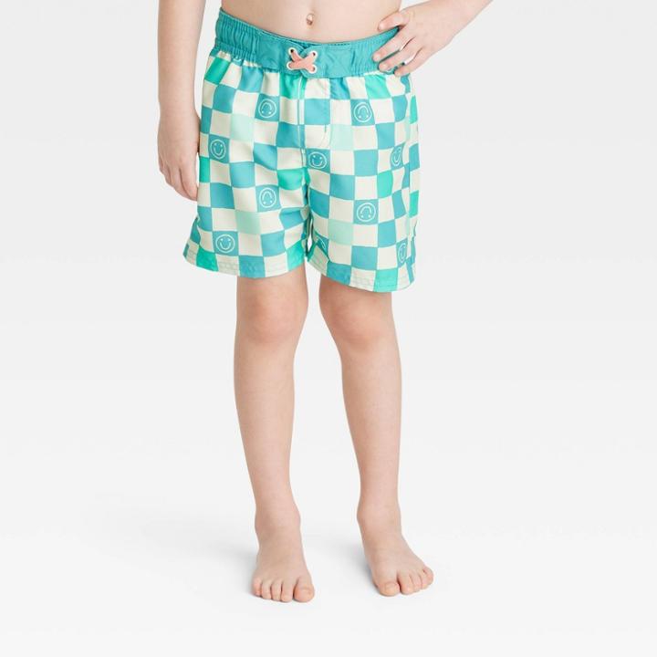 Baby Boys' Checkered Swim Shorts - Cat & Jack Green