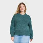 Women's Plus Size Crewneck Pullover Sweater - Universal Thread Teal Blue