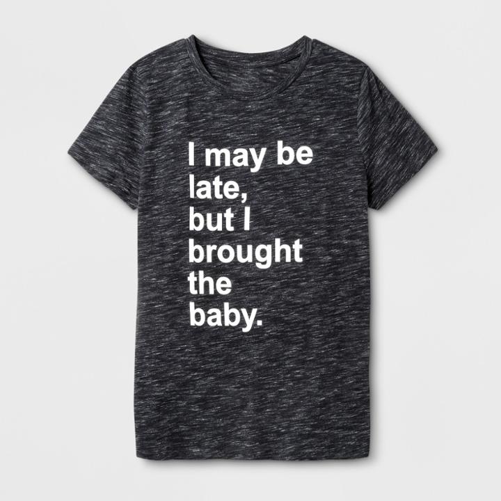Shinsung Tongsang Women's Short Sleeve I Brought The Baby Graphic T-shirt - Black