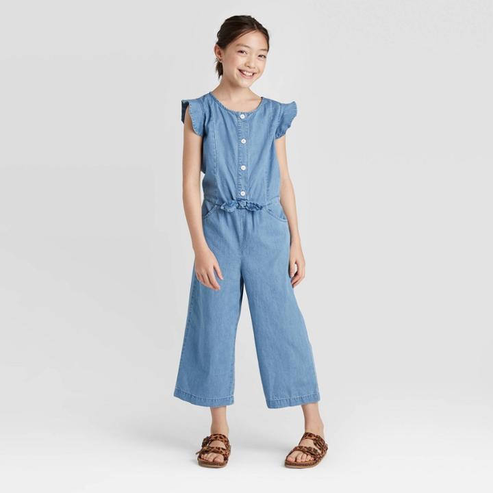 Girls' Chambray Jumpsuit - Cat & Jack Blue