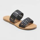 Women's Addie Wide Width Two Band Slide Sandals - Universal Thread Black