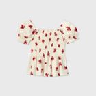 Women's Floral Print Raglan Short Sleeve Off The Shoulder T-shirt - Who What Wear Cream