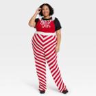 Born Famous Women's Plus Size North Pole Holiday Graphic Jumpsuit - Red