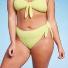 Women's Pique Textured High Leg Cheeky High Waist Bikini Bottom - Wild Fable Light Yellow