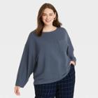Women's Plus Size Long Sleeve Ottoman T-shirt - A New Day Blue