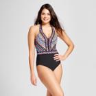 Women's Halter One Piece - Aqua Green Multi Print M,