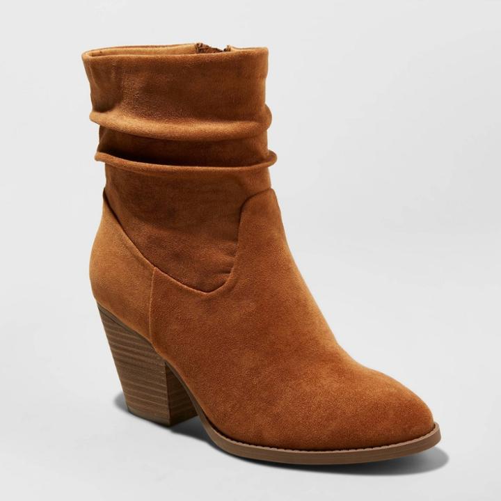 Women's Cianna Heeled Slouch Bootie - Universal Thread Cognac