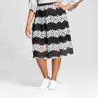 Women's Plus Size Lace Midi Skirt - Who What Wear Black/white