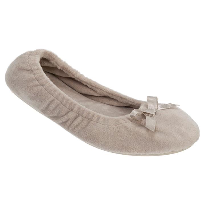 Women's Dluxe By Dearfoams Velour Ballet Slippers - Gray