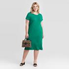 Women's Plus Size Short Sleeve T-shirt Dress - Ava & Viv Green X, Women's