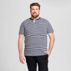Men's Big & Tall Striped Standard Fit Short Sleeve Henley Shirt - Goodfellow & Co Navy