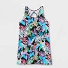 Girls' Floral Print Cover Up Dress - Art Class Xs, Black/green/purple