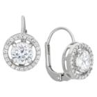 Tiara Sterling Silver Round-cut Cz Leverback Earrings, Girl's, White