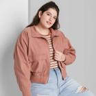 Women's Plus Size Zip Front Utility Jacket - Wild Fable Brown