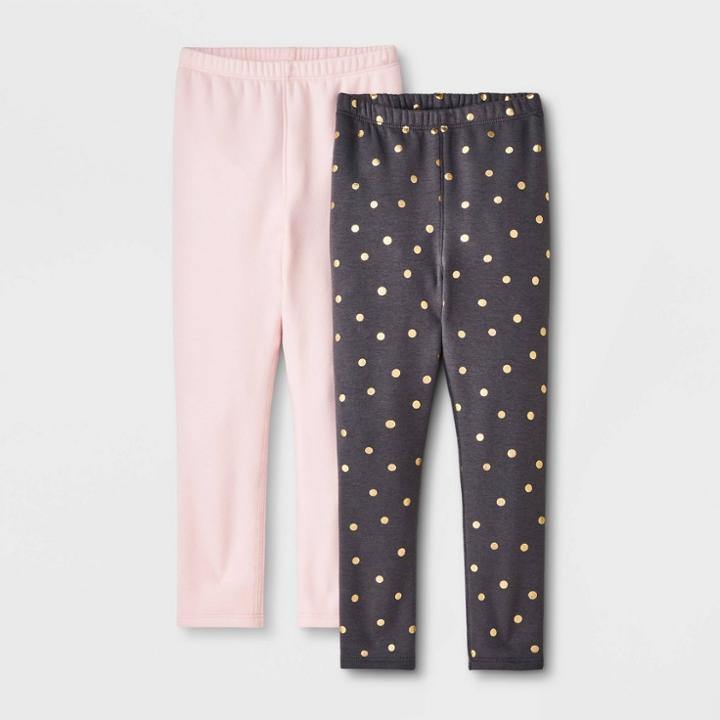 Toddler Girls' 2pk Adaptive Cozy Leggings - Cat & Jack Gray/pink