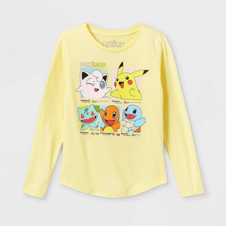 Girls' Pokemon Long Sleeve Graphic T-shirt - Yellow