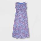 Floral Print Ruffle Cap Sleeve Woven Maternity Dress - Isabel Maternity By Ingrid & Isabel Blue
