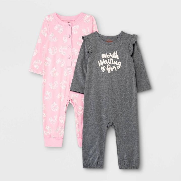 Baby Boys' 2pk 'worth Waiting For' Romper - Cat & Jack Gray Newborn