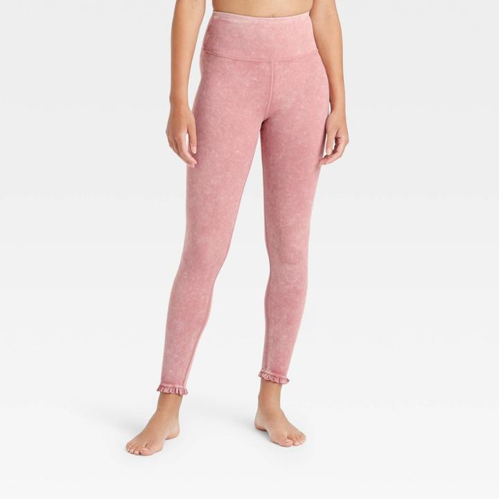 Women's High-waisted 7/8 Leggings With Ruffle Hem - Joylab Antique Pink