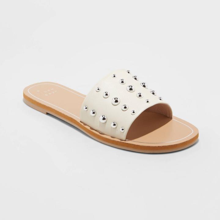Women's Tafia Stud Slide Sandals - A New Day Bone