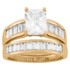 Tiara 5.12 Ct. T.w. Cubic Zirconia 2 Piece Bridal Set Ring In 14k Gold Over Silver - (5), Girl's, Yellow
