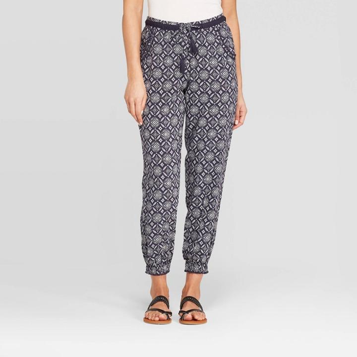 Women's Printed Mid-rise Jogger Pants - Knox Rose Navy