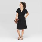 Target Women's Short Sleeve V-neck Twist Knit Maxi Dress - A New Day Black