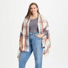 Women's Plus Size Plaid Wrap Jacket - A New Day Cream One Size, Ivory