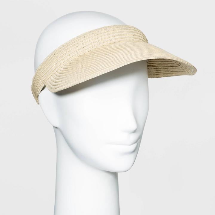 Women's Straw Visor Hat - A New Day Natural, Brown