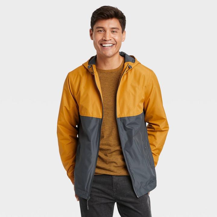 Men's Hooded Rain Coat - Goodfellow & Co Gold