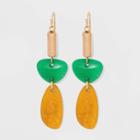 Semi-precious Lemon Green Agate Worn Gold Drop Earrings - Universal Thread Honey