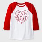 Kids' 3/4 Sleeve 'love You' Baseball T-shirt - Cat & Jack White Xs, Kids Unisex