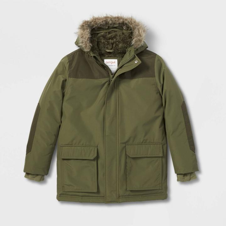 Boys' Solid Parka Jacket - Cat & Jack Olive Green