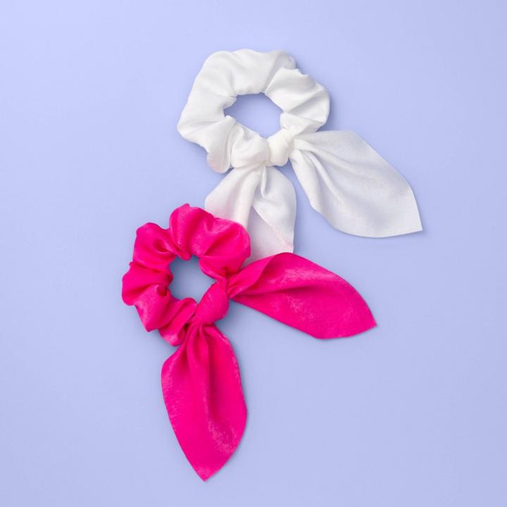 Girls' 2pk Tie Scrunchies - More Than Magic Pink, Women's, Black