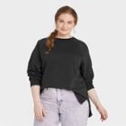 Women's Plus Size Fleece Tunic Sweatshirt - Universal Thread Black