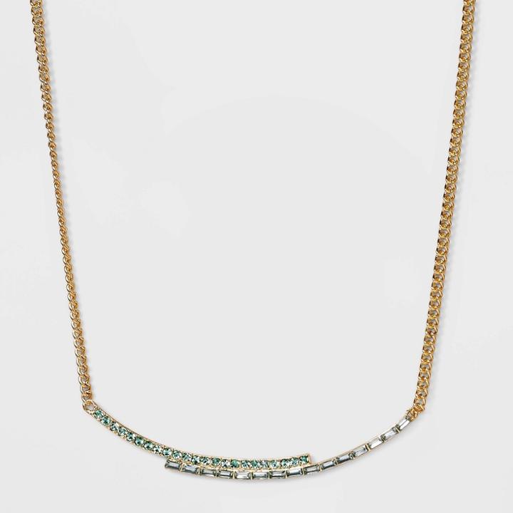 16 Stacked Multi Stones Collar Statement Necklace - A New Day Green
