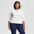 Women's Plus Size Lace-up Hoodie - A New Day Gray