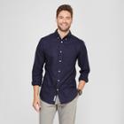 Men's Standard Fit Whittier Oxford Brushed Long Sleeve Collared Button-down Shirt - Goodfellow & Co Xavier Navy