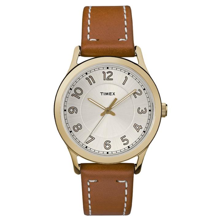 Women's Timex Watch With Leather Strap - Gold/tan, Brown