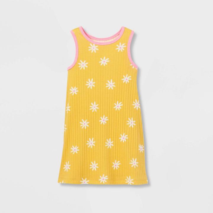 Toddler Girls' Printed Ribbed Tank Top Dress - Cat & Jack Yellow
