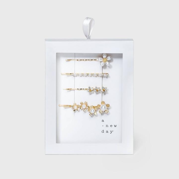 Flower Bobbie Pin Set 4pc - A New Day Gold