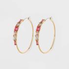Hoop Earrings With Multi-shape Rhinestones - A New Day Pink